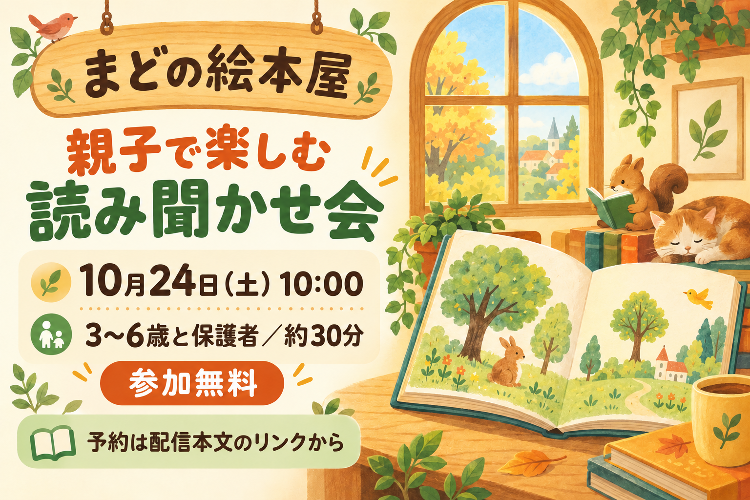 LINE配信バナー：新しい絵本の読み聞かせ会（架空依頼）